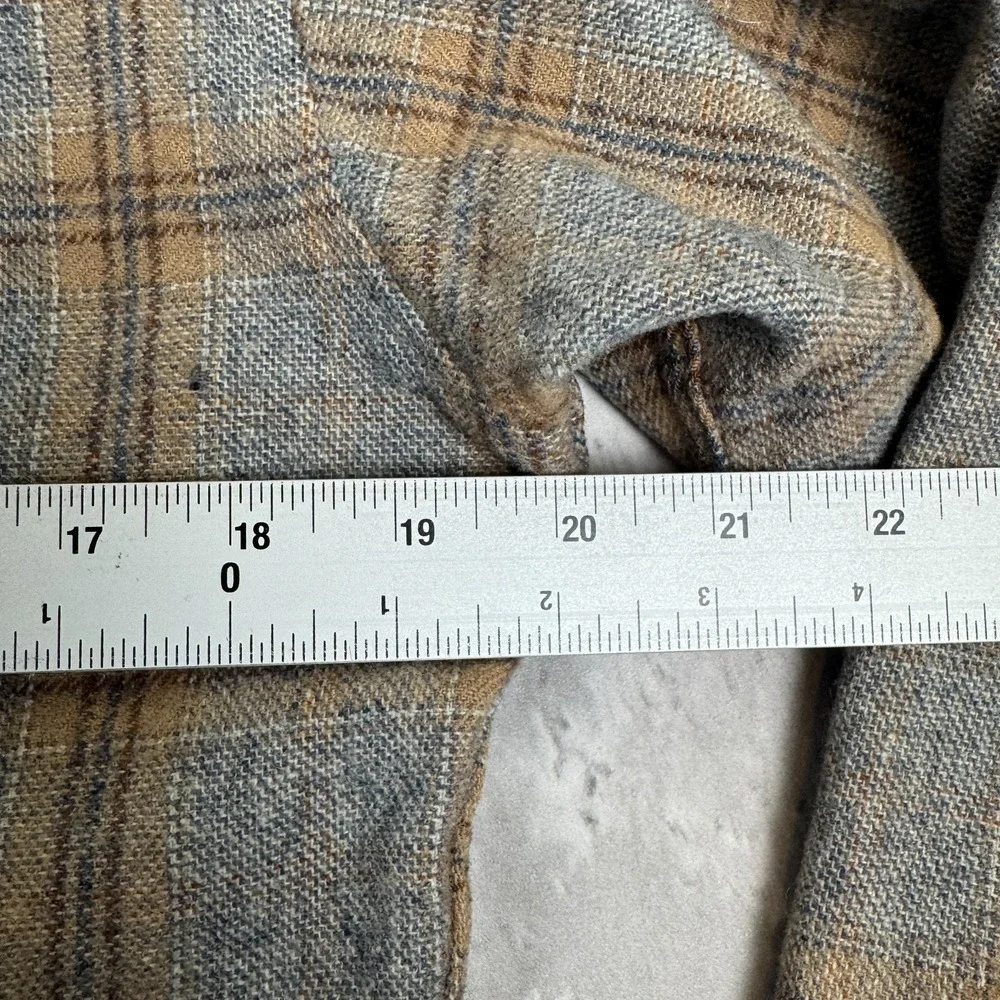 Vintage Pendleton Lodge Shirt Mens Medium Grey Brown Plaid Wool 60s 70s USA Made